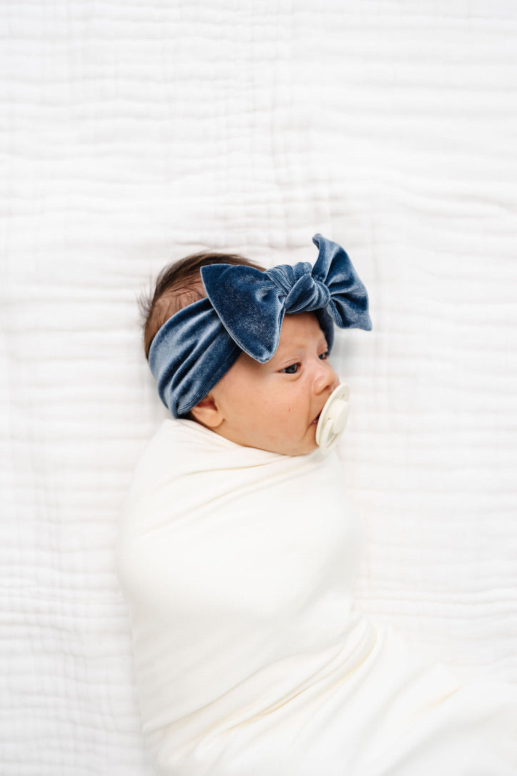 Velvet - Steel Blue Knot Headband