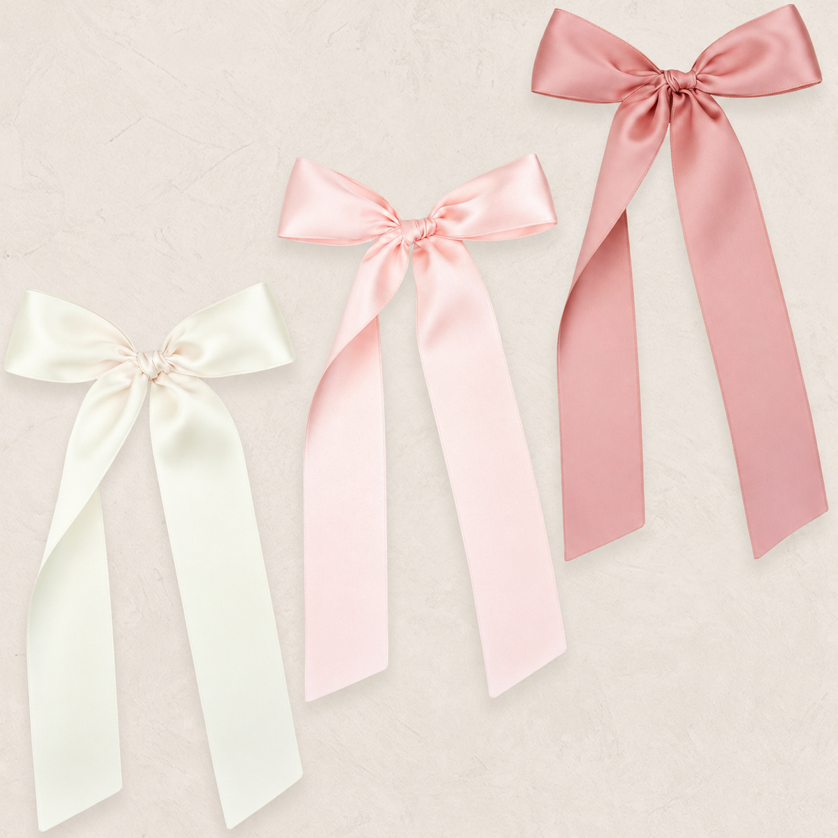 Satin Bow 3 Pack: Blush Sash Clips