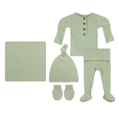 Ellis Ribbed Newborn Hat Bundle (Top + Bottom)