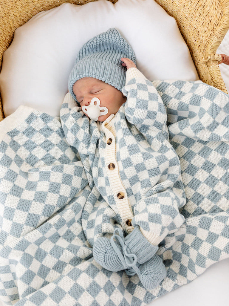 Knit Blanket - Steele Checkered