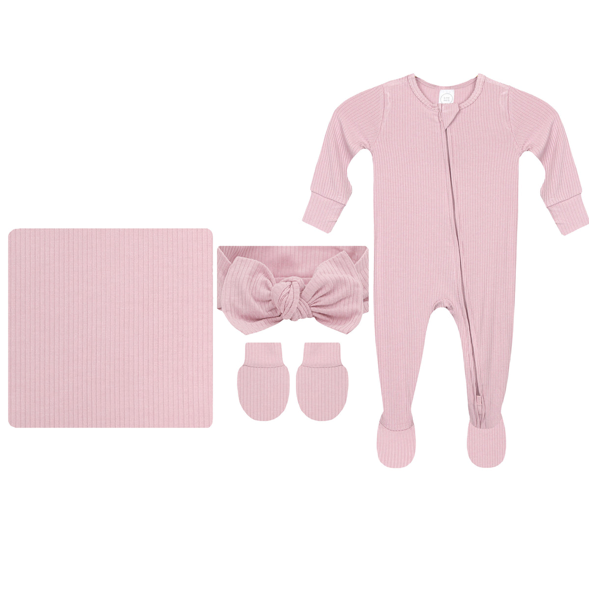 Haven Ribbed Newborn Headband Bundle + Zipper Footie