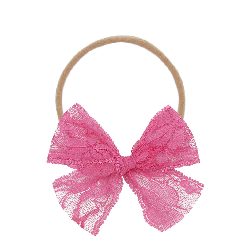 Vintage Bow - Hot Pink Lace