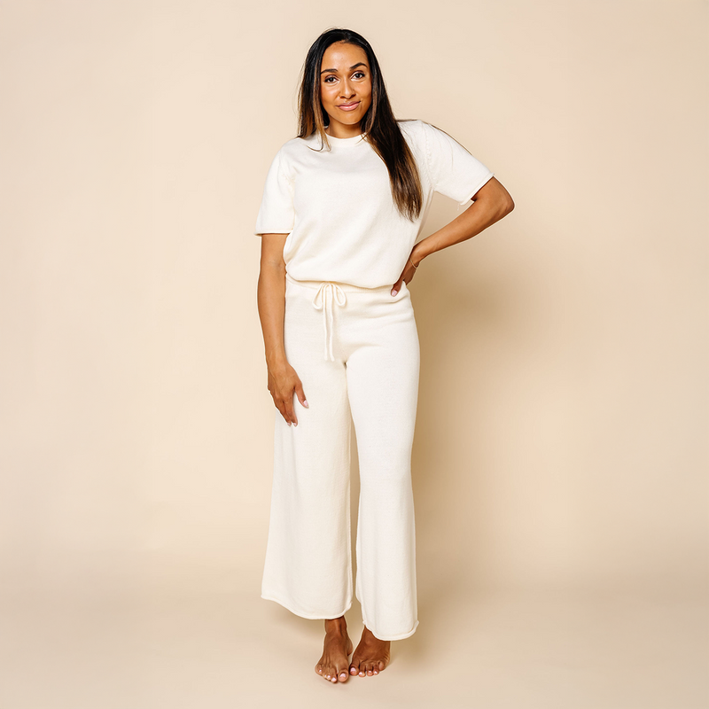 Knit Women's Short Sleeve Tee - Ivory