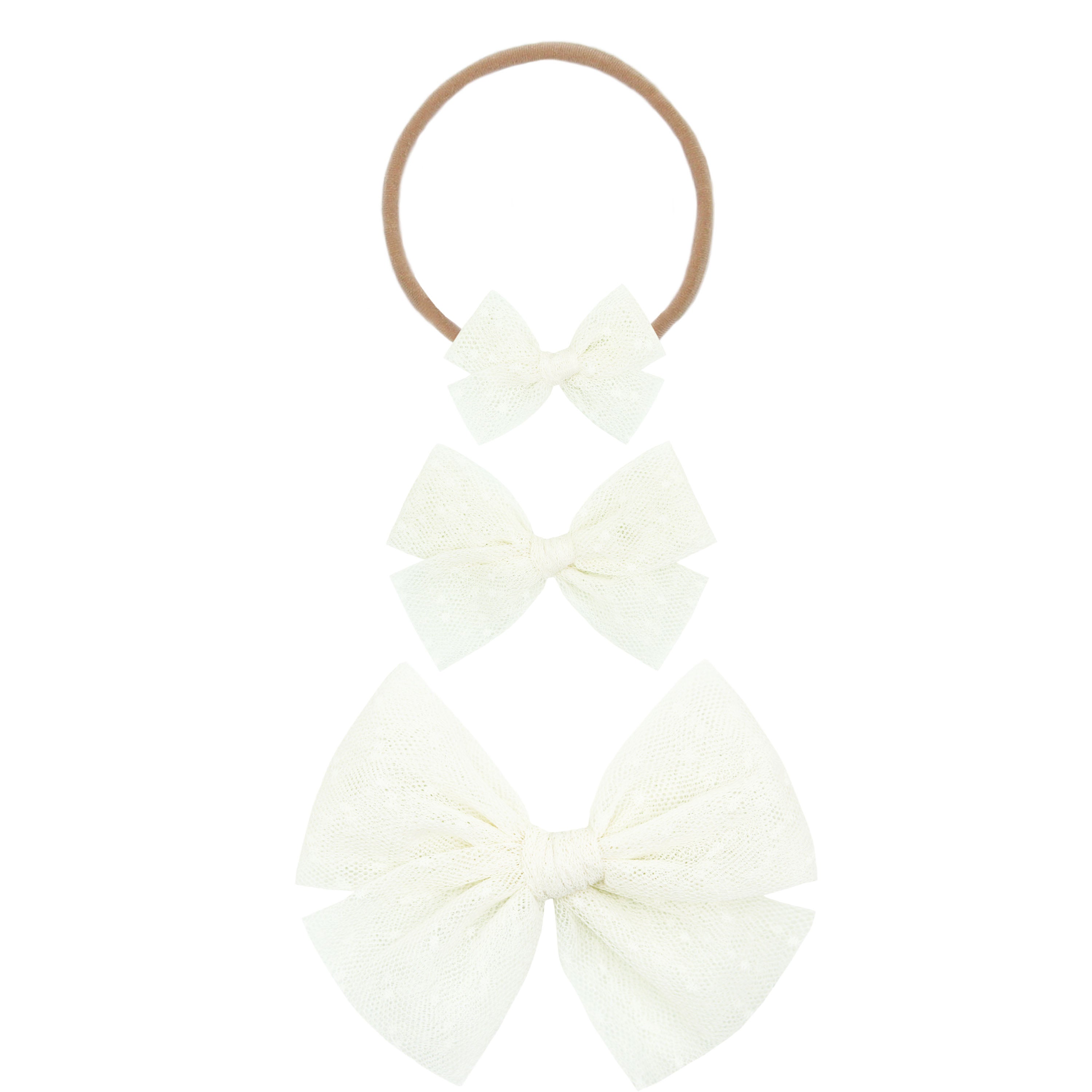Tulle Bow - Ivory Dot