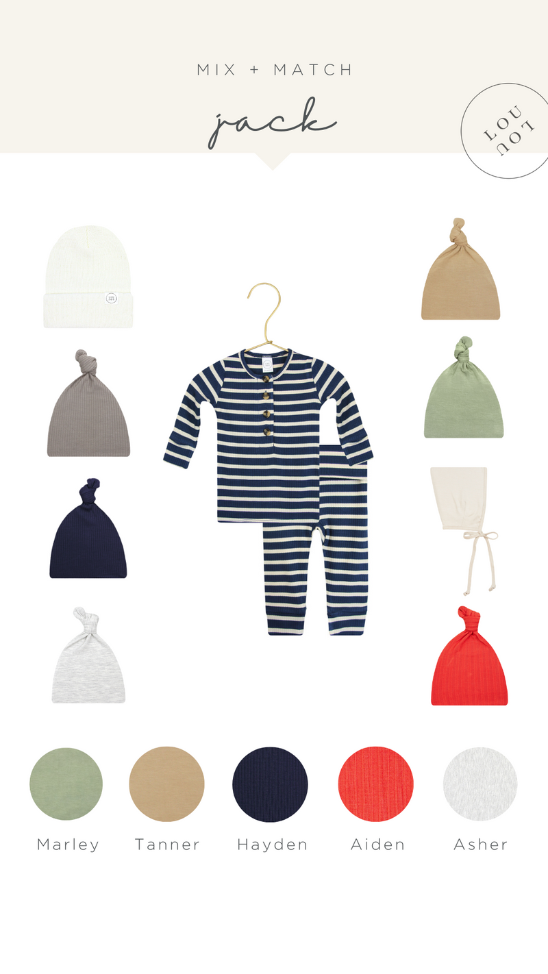 Jack Ribbed Newborn Hat Bundle (Gown)