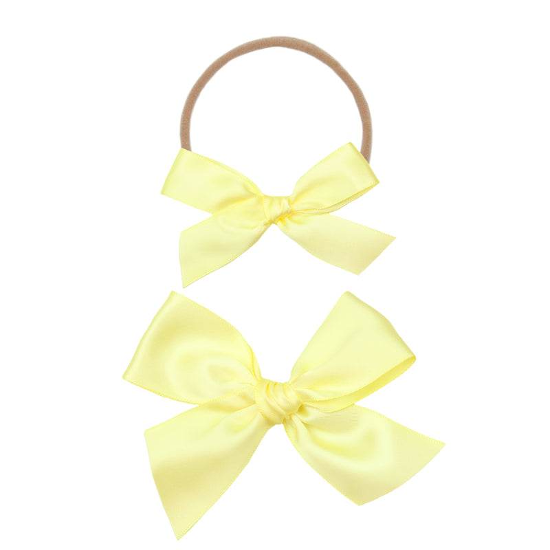 Satin Bow - Lemon Headband