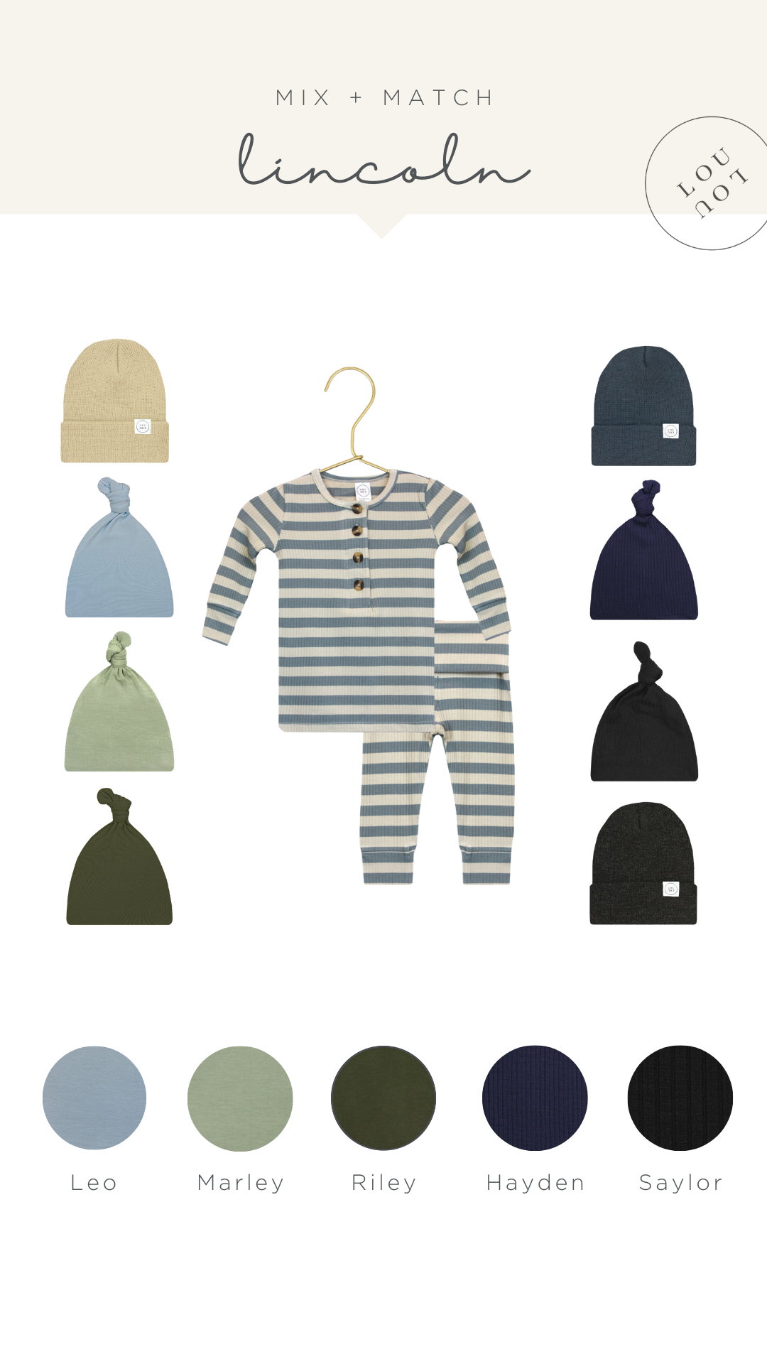 Lincoln Ribbed Newborn Hat Bundle (Top + Bottom)