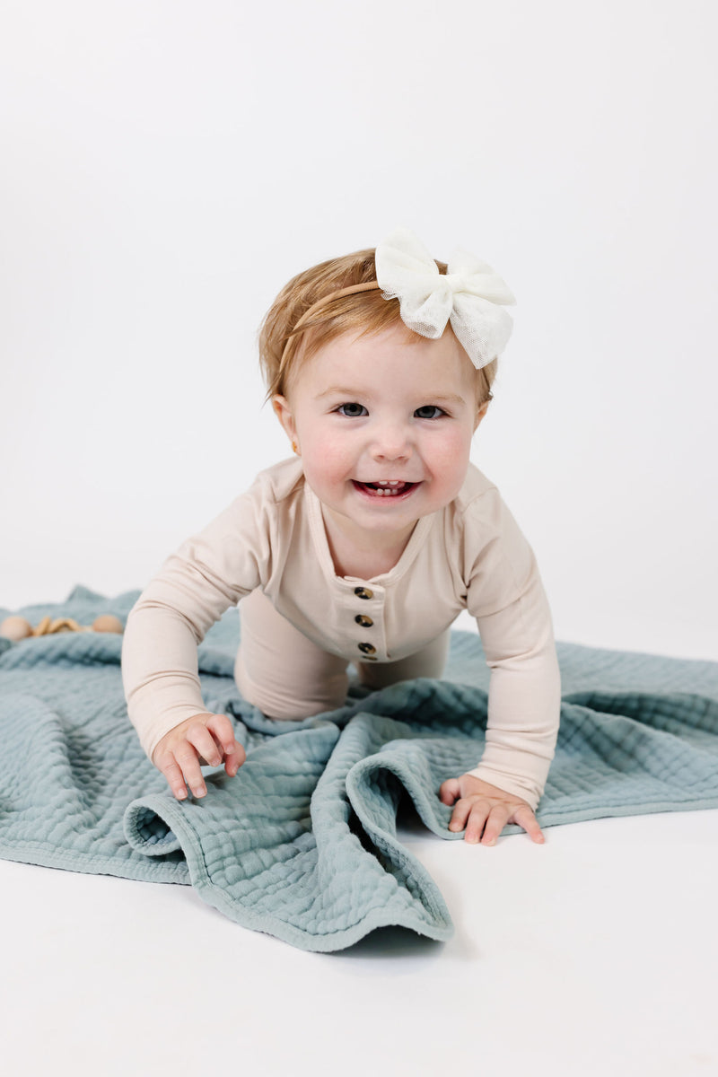 Tulle Bow - Ivory Dot Headband