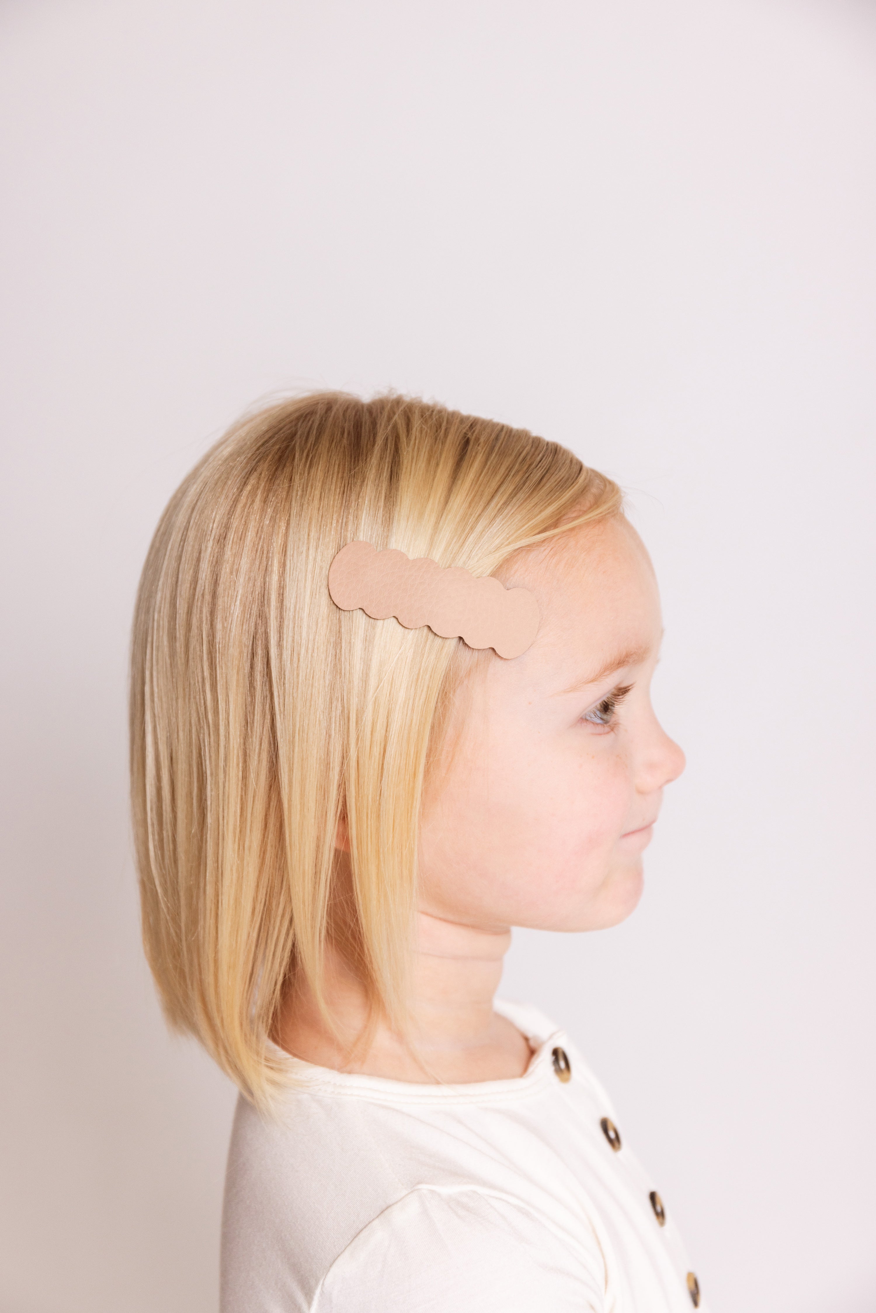Leather 3 Pack - Primrose Scallop Snap Clips
