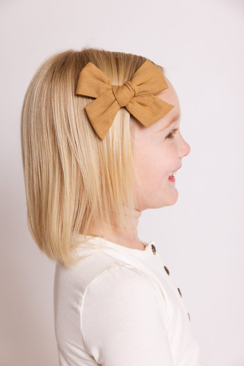 Linen Bow 3 Pack: Oatmeal Clips