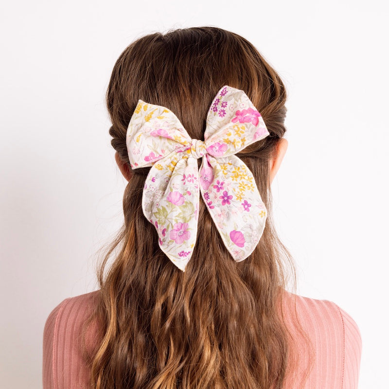 Heirloom Bow - Purple Floral Clip