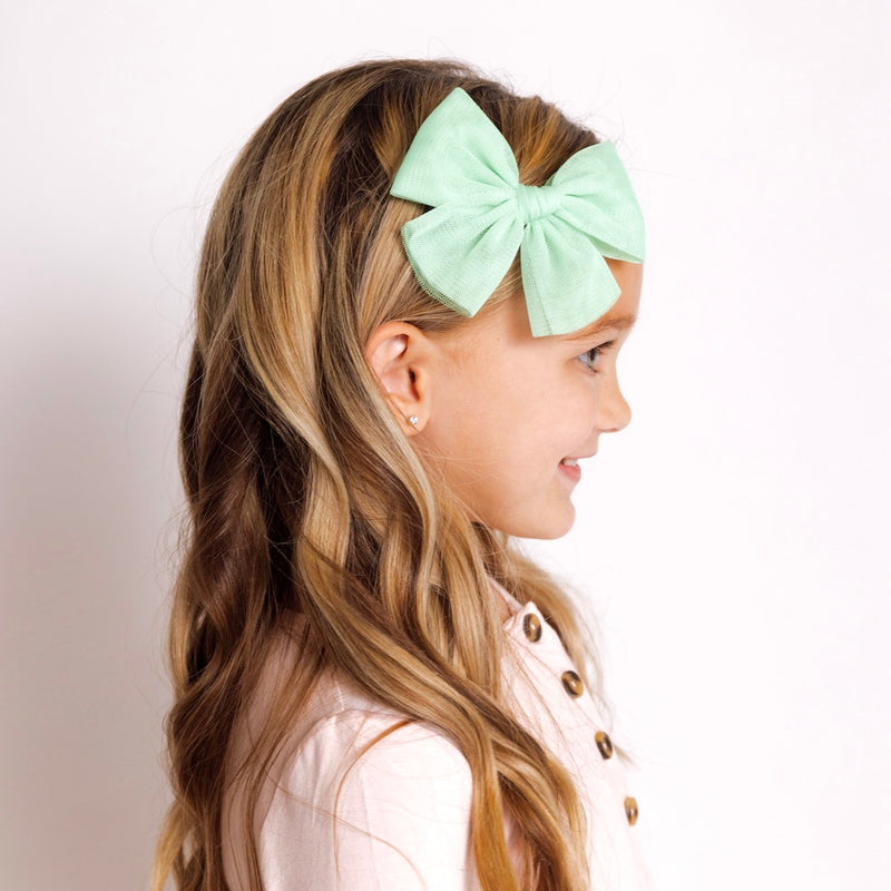 Tulle Bow - Pistachio Clip