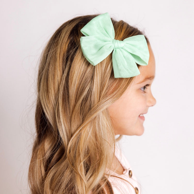 Tulle Bow - Pistachio Clip