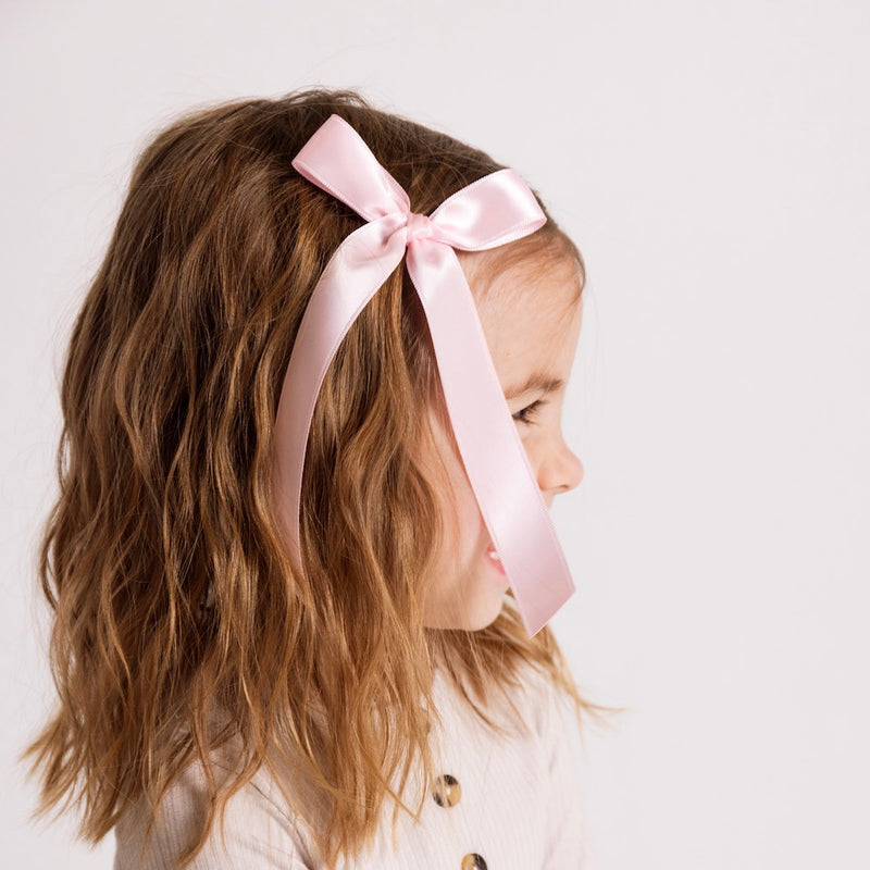 Satin Bow - Baby Pink Sash Clip – Lou Lou & Company