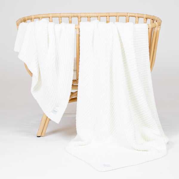 Chenille Blanket - White - Small & Large