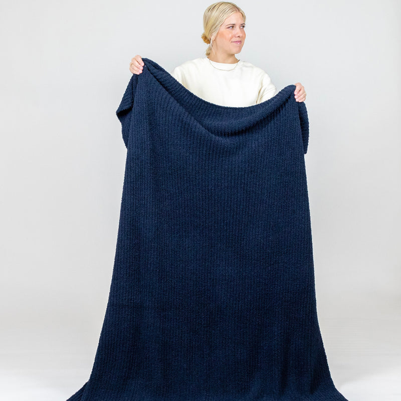 Chenille Blanket - Navy - Adult/Throw