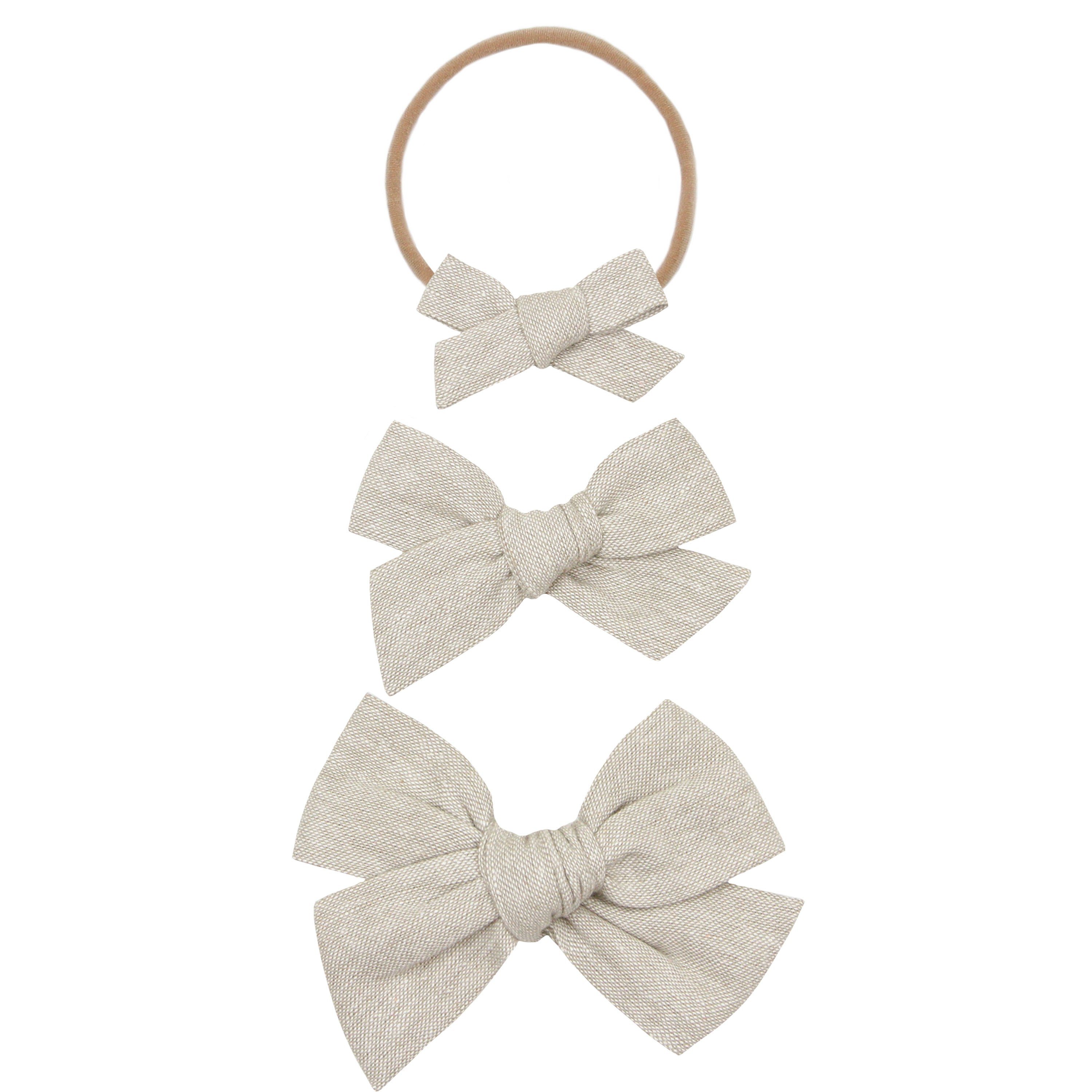 Classic Bow - Oatmeal Chambray