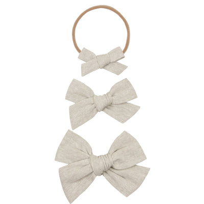 Classic Bow - Oatmeal Chambray