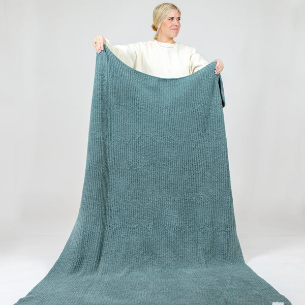 Chenille Blanket - Ocean Blue - Adult/Throw
