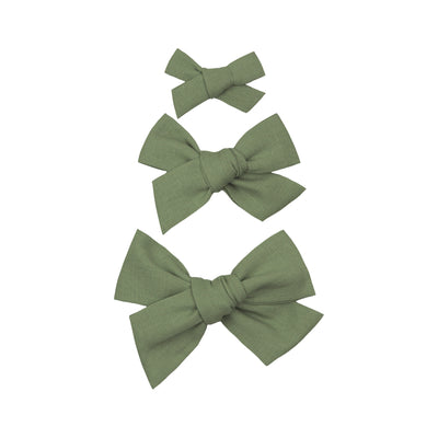 Linen Bow - Olive Clip