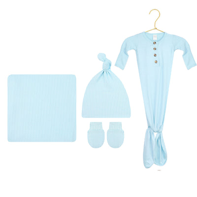 Oliver Ribbed Newborn Hat Bundle (Gown)