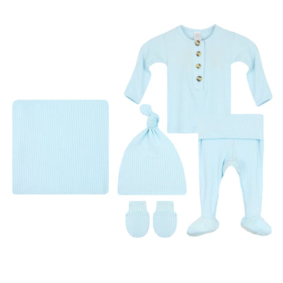 Oliver Ribbed Newborn Hat Bundle (Top + Bottom)