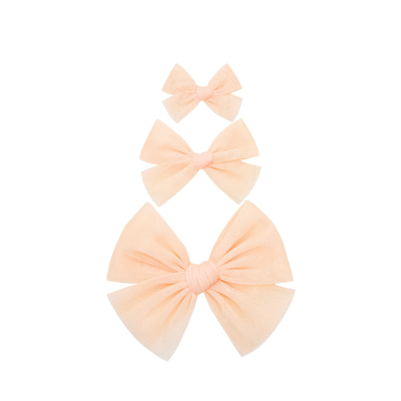 Tulle Bow - Peach Clip