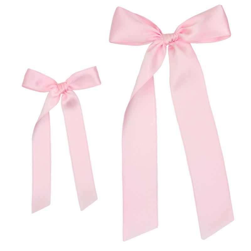 Satin Bow - Baby Pink Sash Clip Large Bow / Alligator Clip