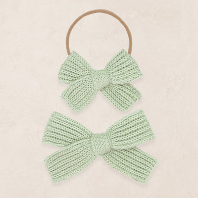 Sweater Bow - Sage Chunky Knit