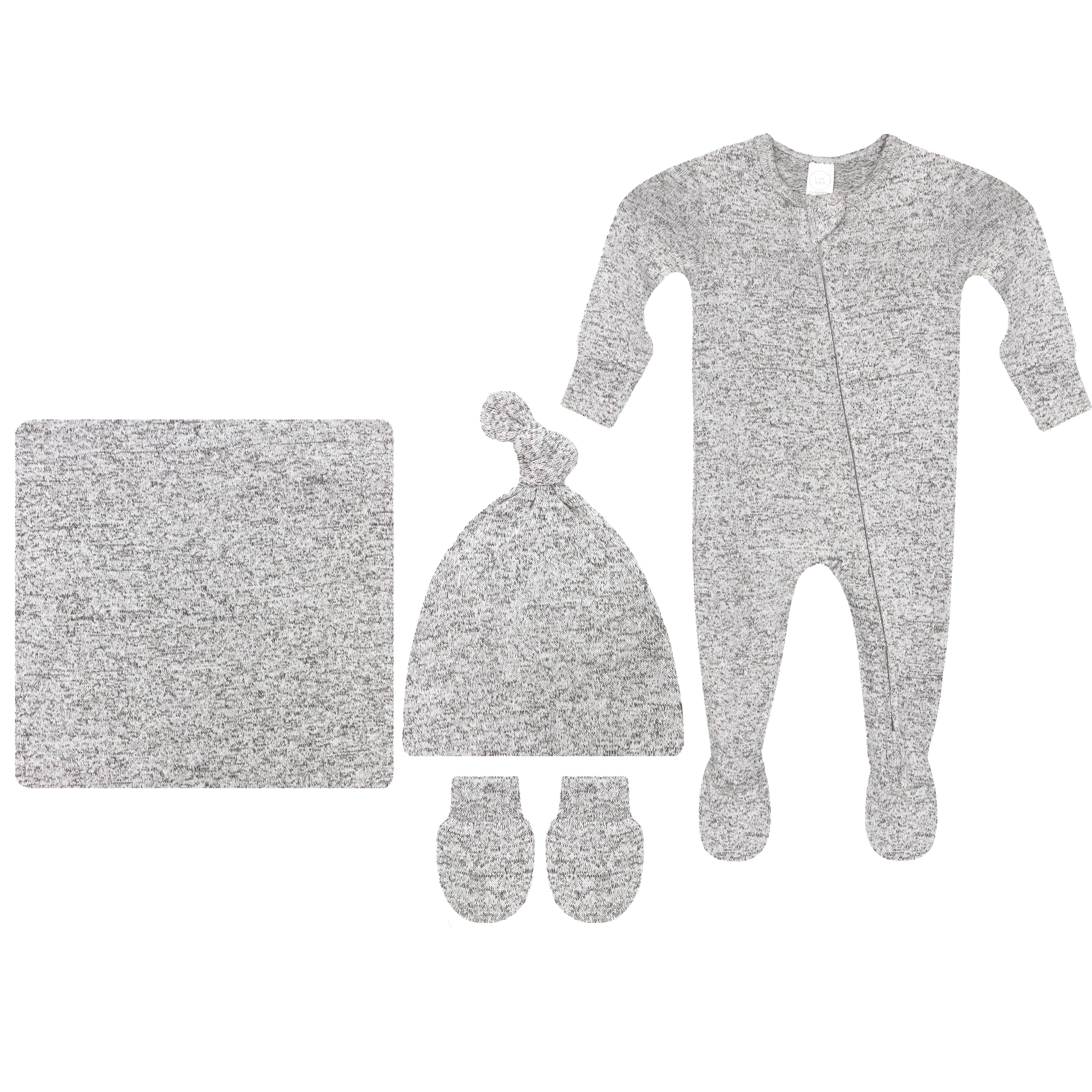 Sam Plush Knit Newborn Hat Bundle + Zipper Footie