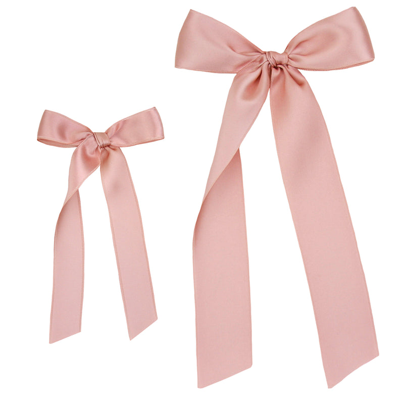 Satin Bow - French Pink Sash Clip Small Bow / Alligator Clip