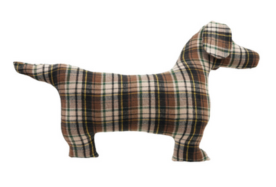 Plaid Fabric Dog Shaped Pillow