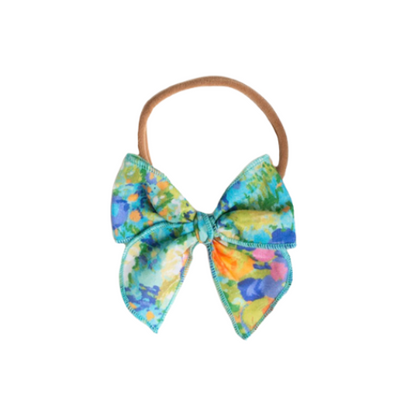 Heirloom Bow - Blue Watercolor Headband