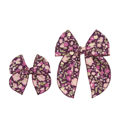 Heirloom Bow - Purple Floral Clip