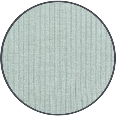 Round green rug with a textured pattern on a white background