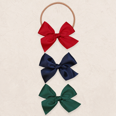 Satin Bow 3 Pack: Midnight Blue