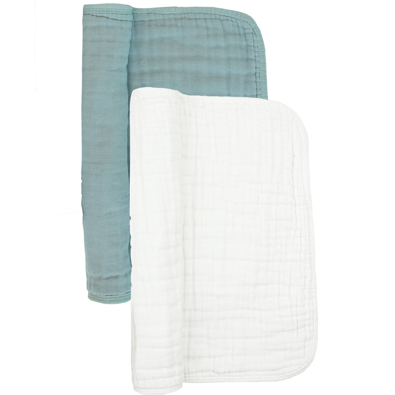 Cloud Muslin™ Burp Cloth 2 Pack - Steel + White