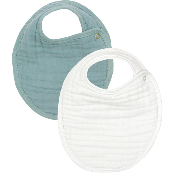 Cloud Muslin™ Bib 2 Pack - Steel + White