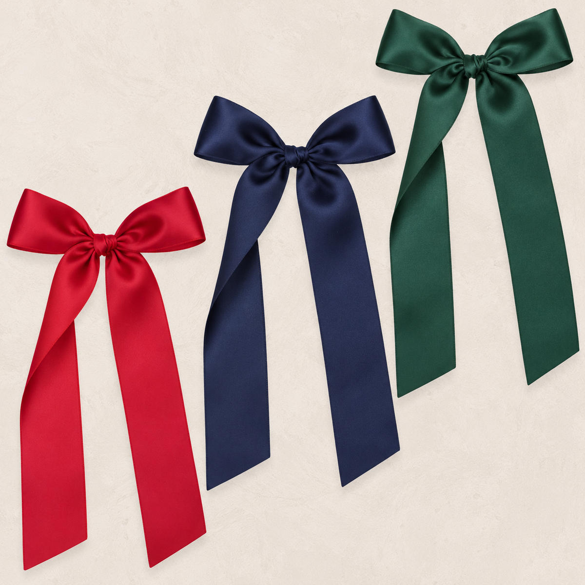 Satin Bow 3 Pack: Midnight Blue Sash Clips
