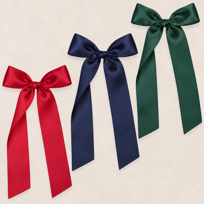 Satin Bow 3 Pack: Midnight Blue Sash Clips