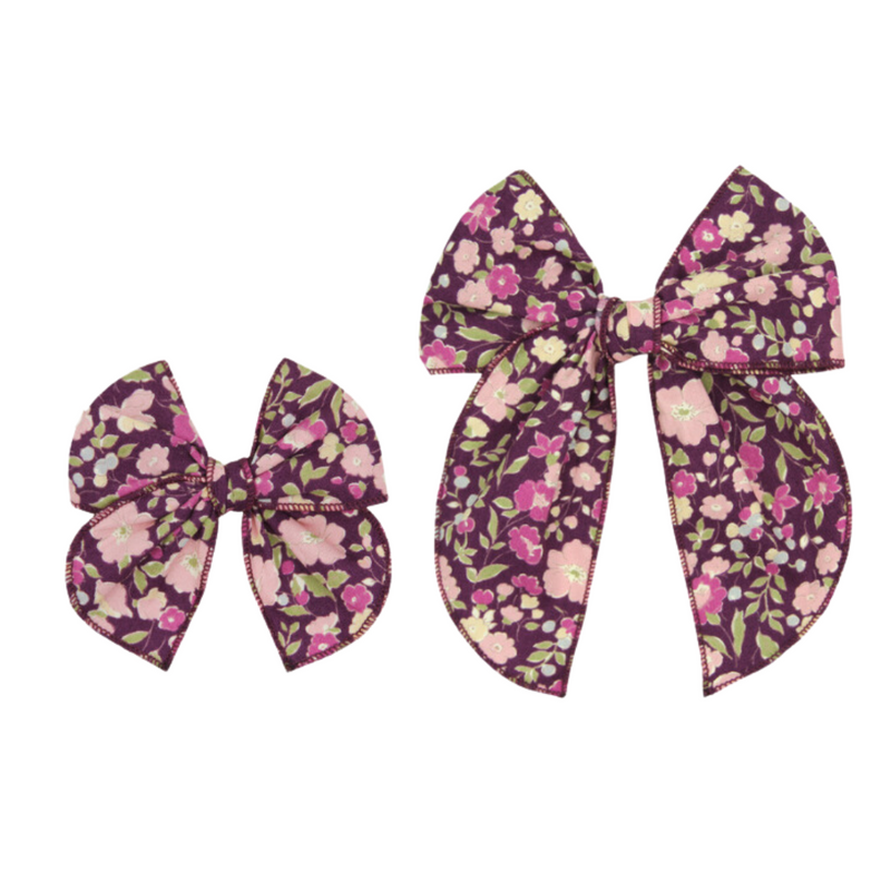 September - Heirloom Bow - Mulberry Floral Clip