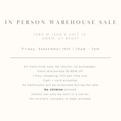 Utah Warehouse Sale Tickets