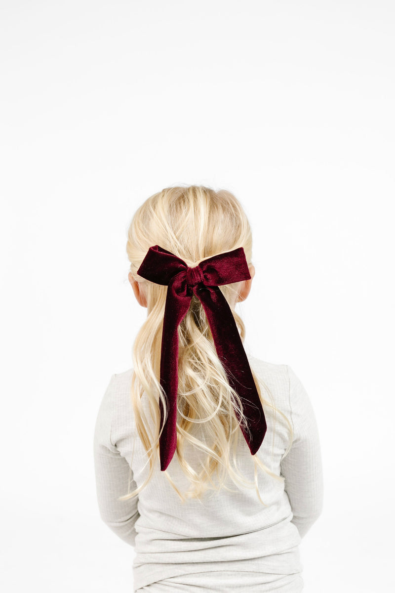 Velvet - Wine Bow Sash Clip
