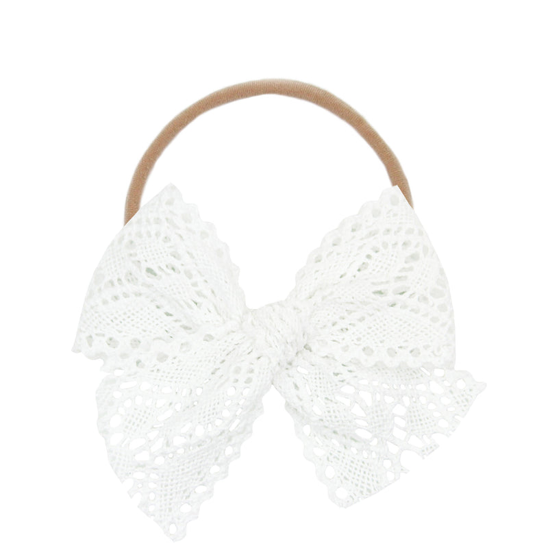 Lace Bow - White Crochet
