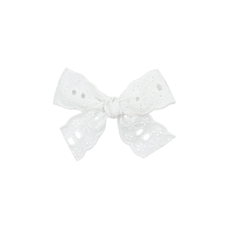 Vintage Bow - White Eyelet Lace Clip