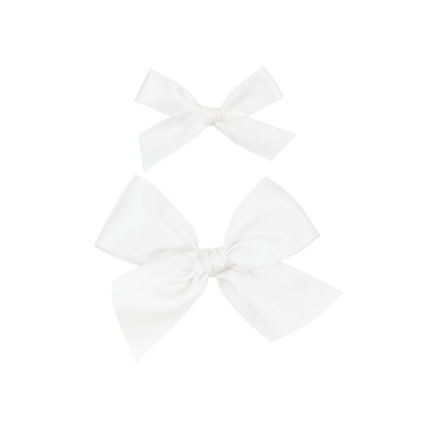 Satin Bow - White Clip