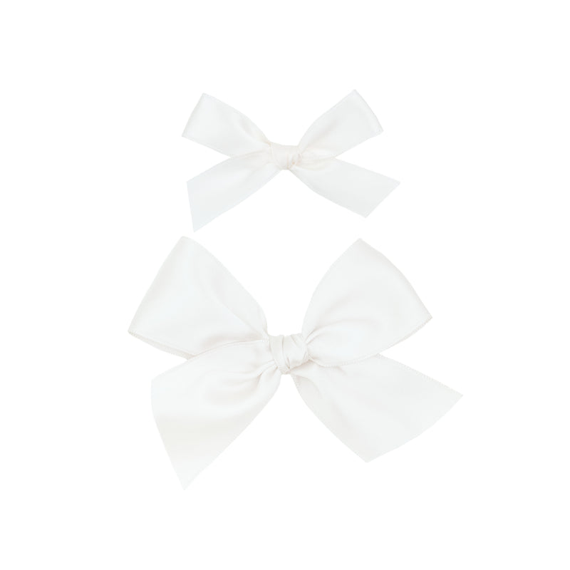 Satin Bow - White Clip