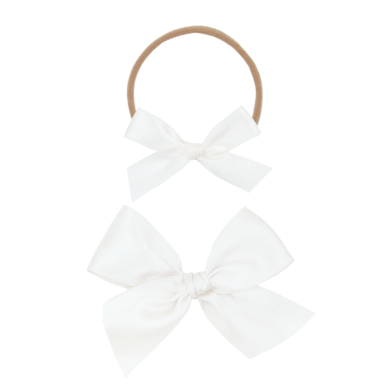 Satin Bow - White Headband