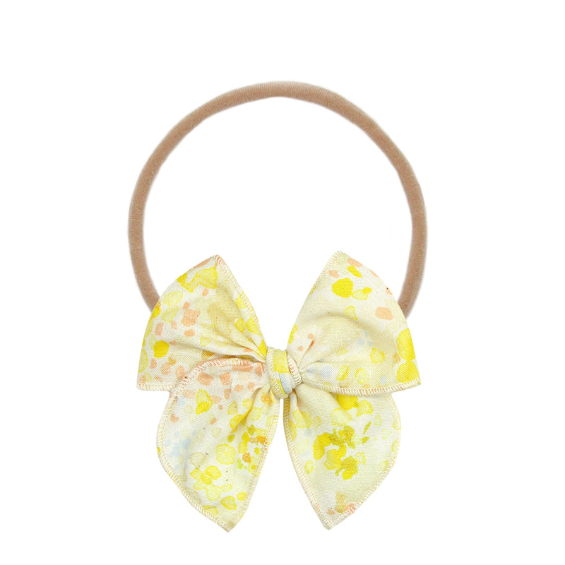 July - Heirloom Bow - Yellow Watercolor Floral Headband