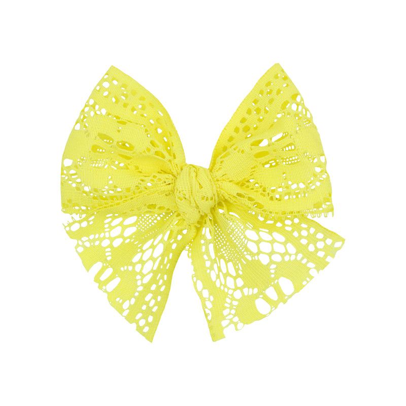 Vintage Bow - Yellow Lace Clip